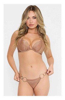 Lisa Push Up Top + Nadia Full Bottom in Glitter Nude