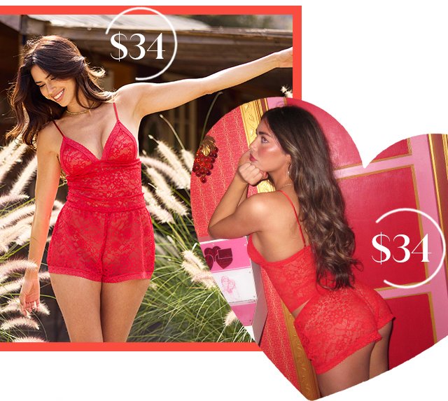 Aspen Lace Cami + Aspen Lace Short in Cranberry Kisses \\$34 Each