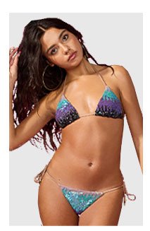 Ariel Triangle Top + Airel Tie Side Bottom in Mermaid Ombre