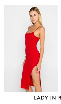 Lady In Red Slit Dress by Summer Haus in Red