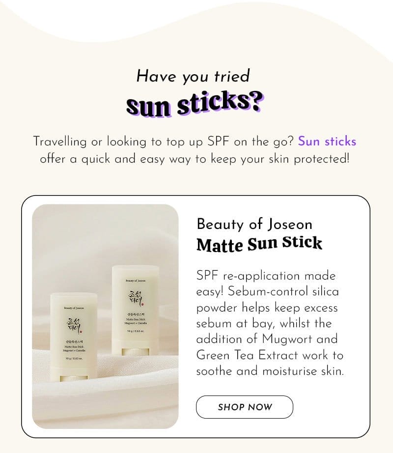 Have you tried: sun sticks? Beauty of Joseon Matte Sun Stick.