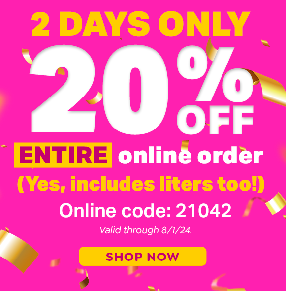 20% OFF ENTIRE ONLINE ORDER USE CODE: 21042