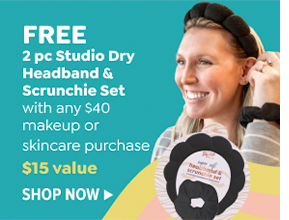 FREE 2 PC HEADBAND & SCRUNCHIE SET WITH ANY \\$40 MAKEUP OR SKINCARE PURCHASE