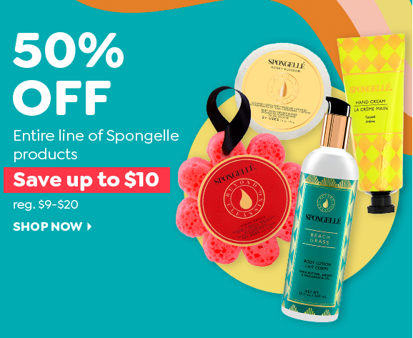 50% OFF ENTIRE LINE OF SPONGELLE PRODUCTS