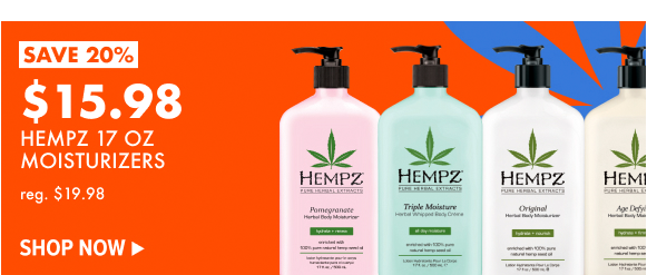 \\$15.98 HEMPZ MOISTURIZERS