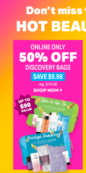 ONLINE ONLY 50% OFF DISCOVERY BAGS