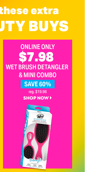 ONLINE ONLY \\$7.98 WET BRUSH DETANGLER & MINI COMBO