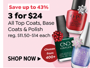 3 FOR \\$24 TOP COATS, BASE COATS & POLISH