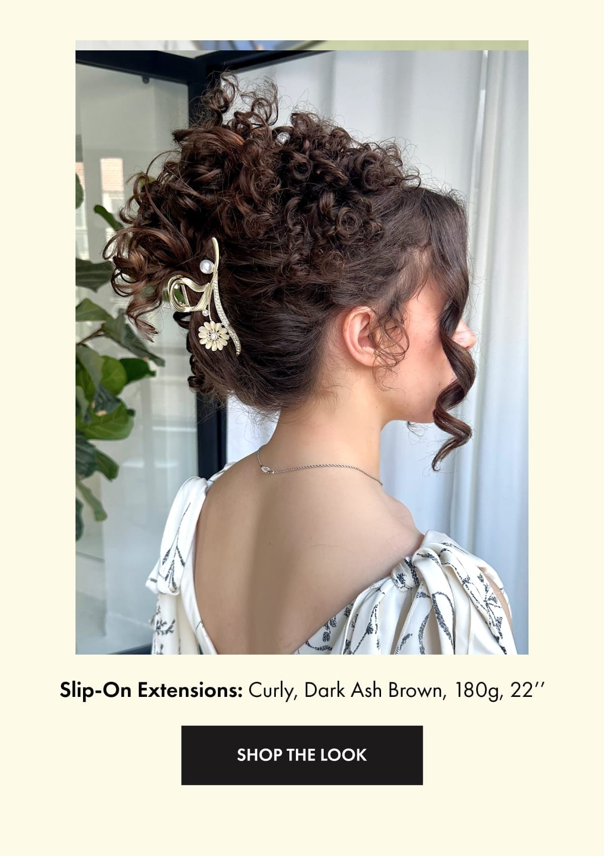 Curly Slip-On Extensions: Curly, Dark Ash Brown, 180g, 22" - SHOP THE LOOK