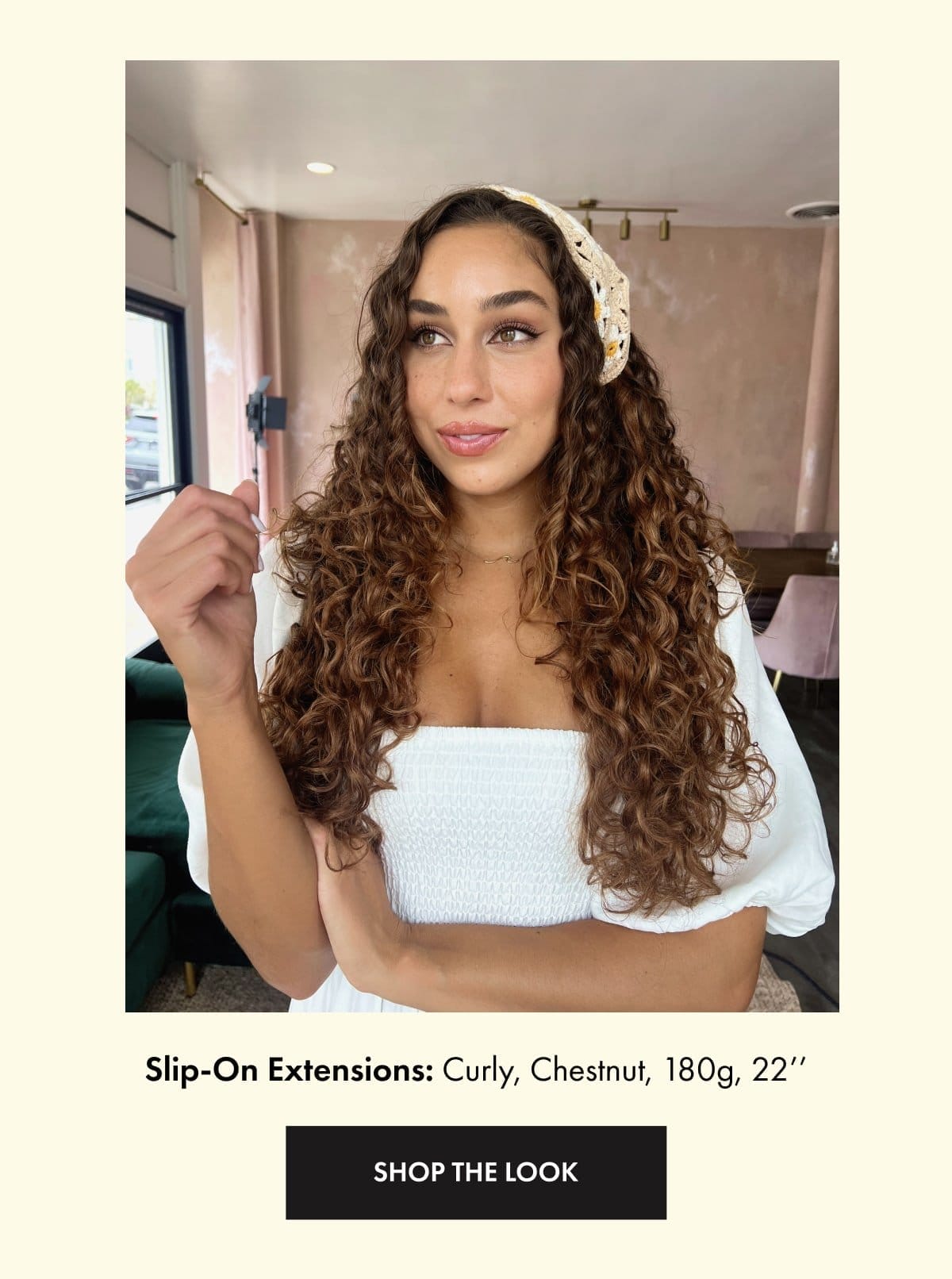 Slip-On Extensions: Curly, Chestnut. 180g, 22''