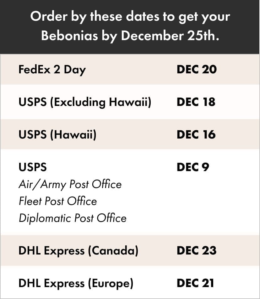 Order soon to get your Bebonias by December 25!