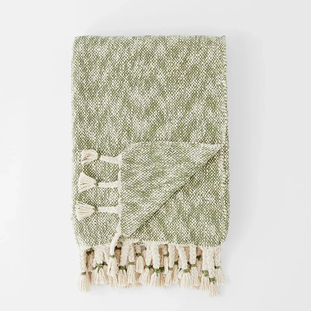 Sully Tassel Throw - Olive