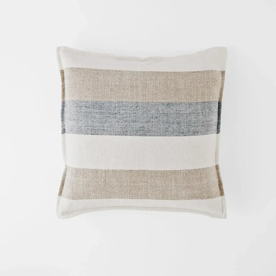 Everett Chunky Stripe Linen Cushion - Stone