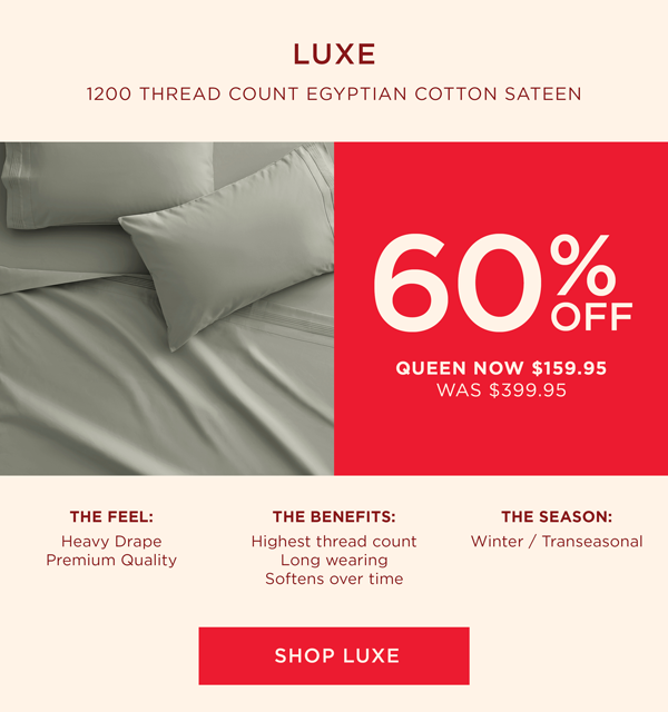 60% Off Luxe Sheet Sets