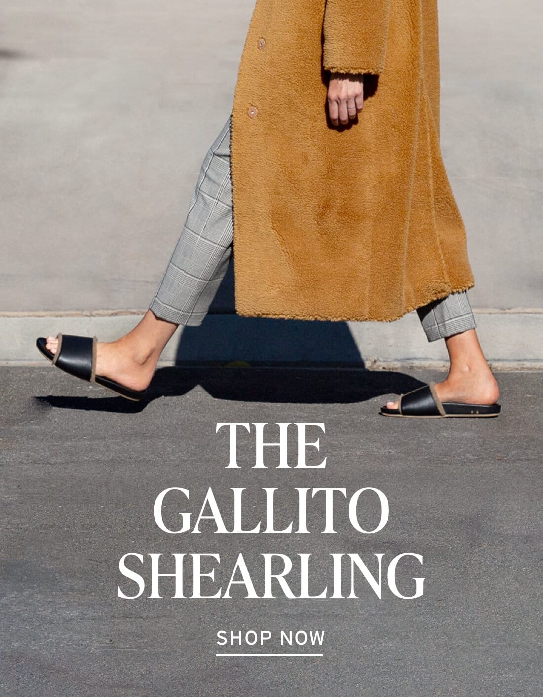 Gallito Shearling on model in furry trench