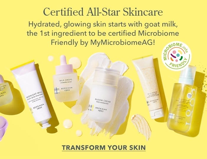 Certified All-Star Skincare | Goat milk is the first ingredient to be certified Microbiome Friendly by MyMicrobiomeAG! Transform Your Skin