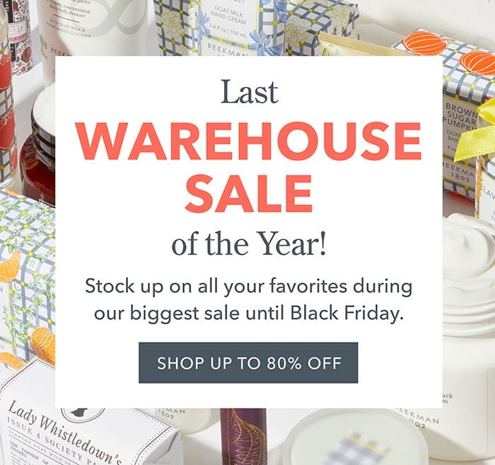 Last Warehouse Sale of the Year!