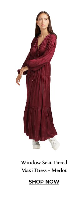 Window Seat Tiered Maxi Dress - Merlot