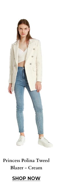 Princess Polina Tweed Blazer - Cream