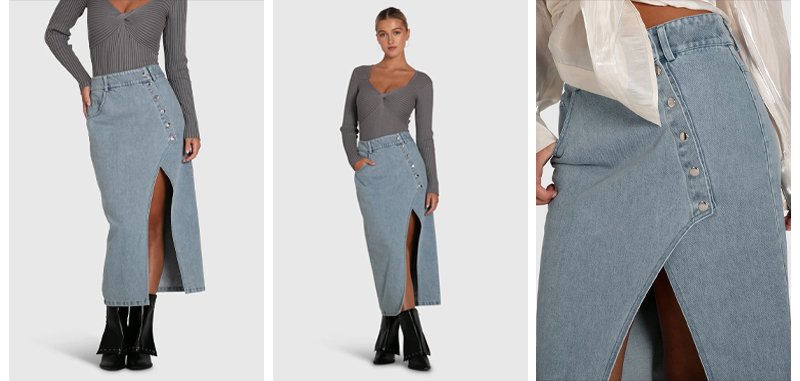 Can't Forget You Denim Midi Skirt