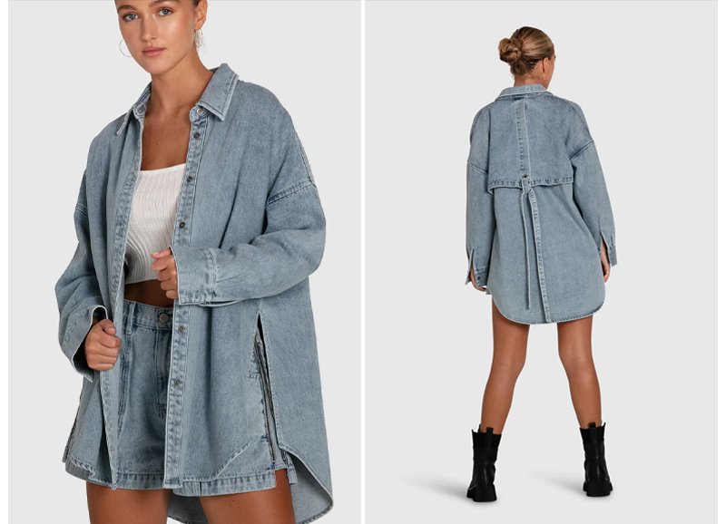 Into Him Oversized Denim Shirt - Stonewash