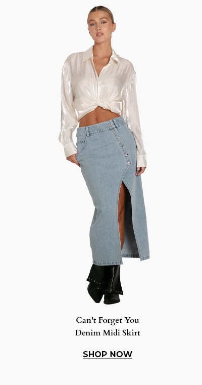 Can't Forget You Denim Midi Skirt