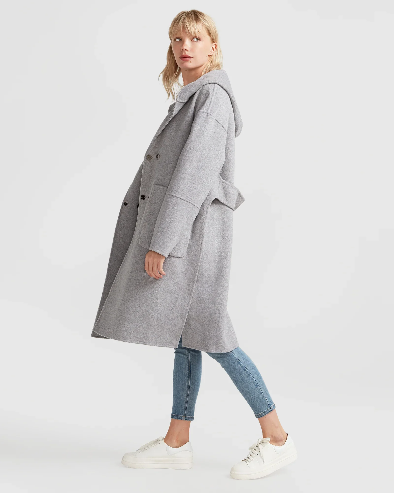 Image of Walk This Way Wool Blend Oversized Coat - Grey