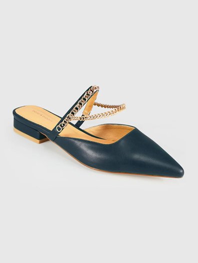 On The go Leather Flat - Navy