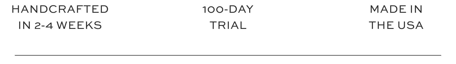 Made in 2-4 Weeks, 100-day Trial, Made in the USA