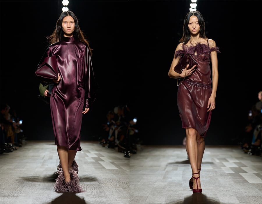 Model on runway wears Ferragamo Fall '24'