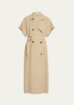 Brunello Cucinelli - Cotton Canvas Cargo Coat Dress with Monili Trim