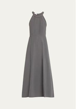 Brunello Cucinelli - Crinkle Cotton Maxi Dress with Monili Collar