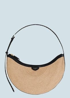 ALAIA One Piece Demi Shoulder Bag in Paper Straw and Leather