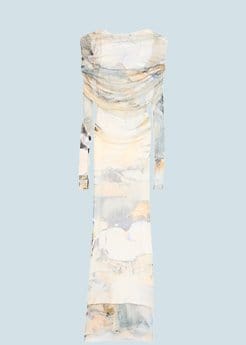 Christopher Esber - Veiled Low-Back Long-Sleeve Maxi Dress