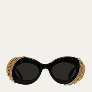 Loewe - Embellished Acetate & Metal Oval Sunglasses