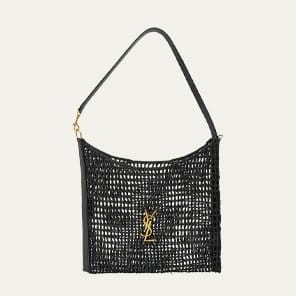 Saint Laurent - Oxalis YSL Monogram Shoulder Bag in Raffia with Bronze Hardware