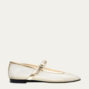 Le Monde Beryl - Mesh Metallic Mary Jane Ballerina Flats