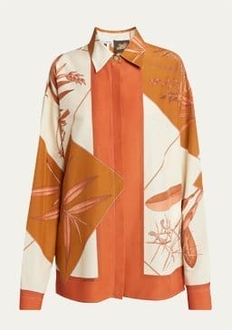 Loewe - Leaf Print Boxy Silk Blouse