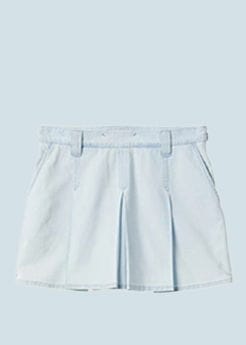 Miu Miu - Large Pleated Short Chambray Skirt