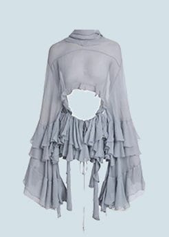 Chloé - Silk Musseline Top with Ruffles