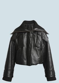 Chloé - Ribbed Glossy Leather Oversized Jacket