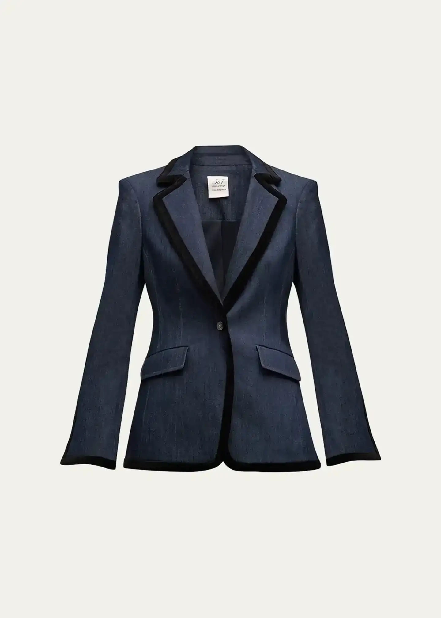 Ariane Contrast-Trim Tailored Denim Jacket