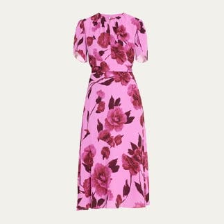 ERDEM - Floral Keyhole Belted Silk Midi Dress