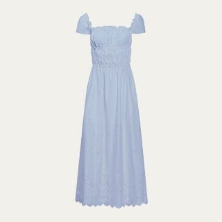 ALTUZARRA - Lily Smocked Midi Dress with Eyelet Embroidery