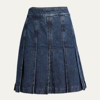 FERRAGAMO - Denim Pleated Mini Skirt