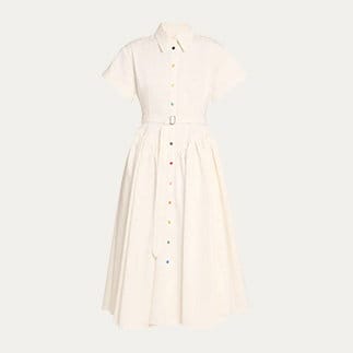 CHRISTOPHER JOHN ROGERS - Embroidered Smart Belted Shirtdress