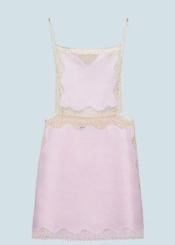 Prada - Linen Mini Dress with Lace Embroidery