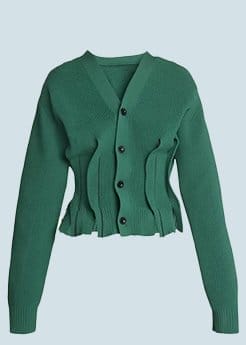 SACAI - Button-Front Cardigan with Frayed Hems