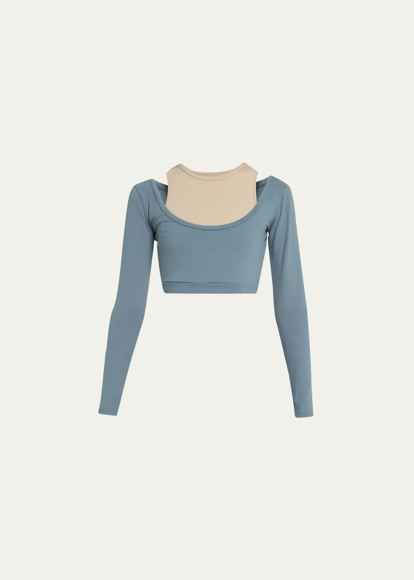 Taurus Two-Tone Long-Sleeve Crop Top