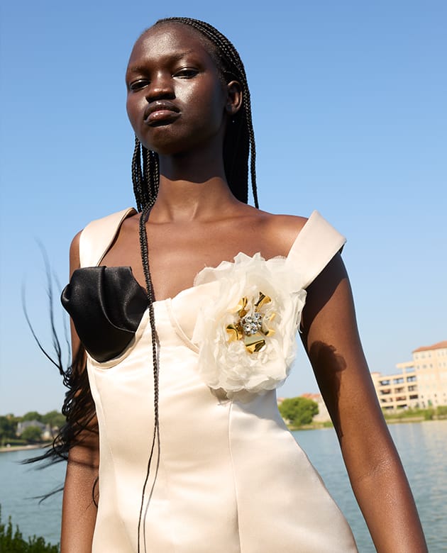 Model wears Harbison - Flora Hera Floral Applique Midi Dress